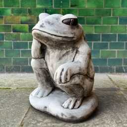 Sitting Frog Sculpture Concrete Amphibian Figurine Outdoor Yard Ornament Toad Decoration Front Door Statue Handmade Gift - thumbnail 1