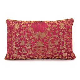 Cardinal & Gold Silk Jacquard Rubelli Fabric Throw Pillow Cushion Cover Les Indes Galantes Pattern - Handmade in Italy