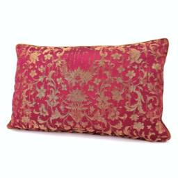 Cardinal & Gold Silk Jacquard Rubelli Fabric Throw Pillow Cushion Cover Les Indes Galantes Pattern - Handmade in Italy - thumbnail 3