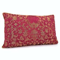 Cardinal & Gold Silk Jacquard Rubelli Fabric Throw Pillow Cushion Cover Les Indes Galantes Pattern - Handmade in Italy - thumbnail 2