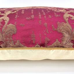 Cardinal & Gold Silk Jacquard Rubelli Fabric Throw Pillow Cushion Cover Les Indes Galantes Pattern - Handmade in Italy - thumbnail 4