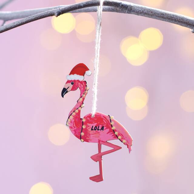 Personalised Christmas Flamingo Tree Decoration - image 1
