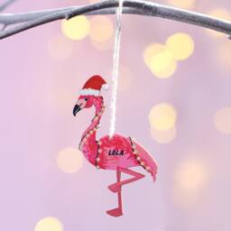 Personalised Christmas Flamingo Tree Decoration