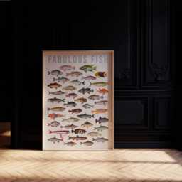 Fabulous Fish, Typography Print, Unframed, A1/A2/A3/A4/A5, Fun Quirky Vintage Fish Art, Childrens Nursery Art - thumbnail 2
