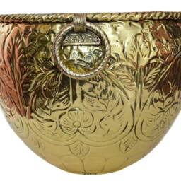 Handcrafted Carved Brass Planter, Golden Flower Pot - 10-16 Inch - thumbnail 2