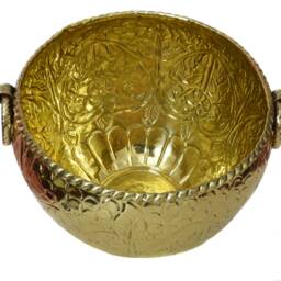 Handcrafted Carved Brass Planter, Golden Flower Pot - 10-16 Inch - thumbnail 3