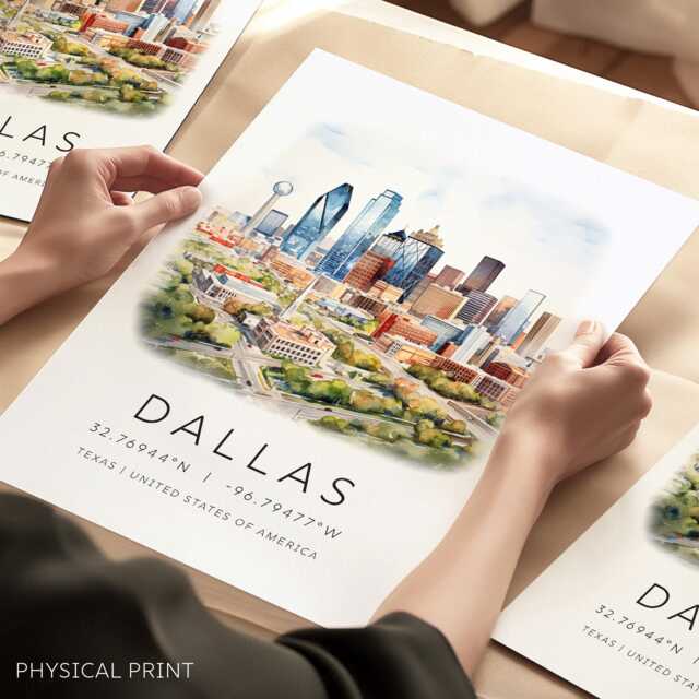 Dallas Wall Art, Retro Texas Decor, Art Print Poster, Travel Gallery, Usa Prints, City Landmark Holiday Gifts - image 1