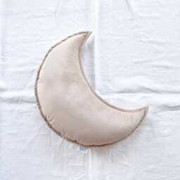 Aqua Blue Velvet Moon Pillow, Crescent Cushion - thumbnail 3