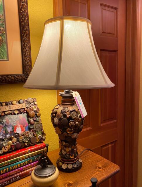 Button Lamp in Earth-Tones ~ Wedding Gift Bridal Shower Engagement Housewarming - For Her Woman - image 1