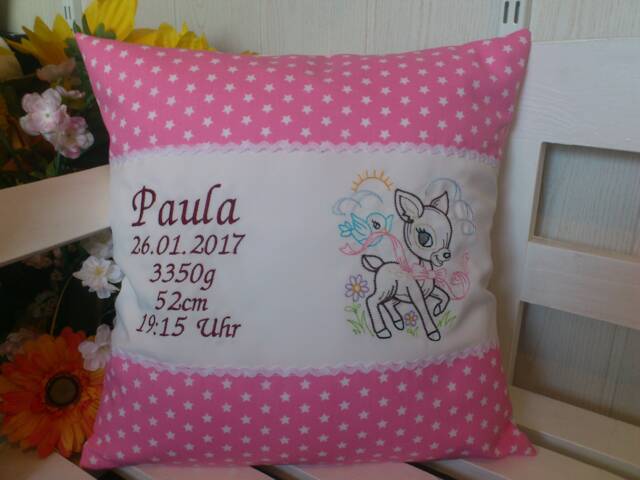 Pillow With Name For Birth - Baby Fawn - image 1