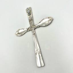 Spoon Handle Cross With Hanger Vintage Reclaimed Silverware Wall Hanging - thumbnail 3