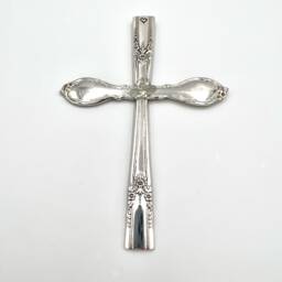 Spoon Handle Cross With Hanger Vintage Reclaimed Silverware Wall Hanging - thumbnail 2