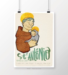 Original Portuguese Saint Anthony Wall Art Printing Poster Illustration Print Drawings Graphic Design Work Home Decor - thumbnail 1