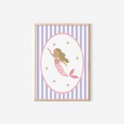 Girls Mermaid Themed Wall Print For Bedroom, Nursery Or Playroom - Print Only - thumbnail 3