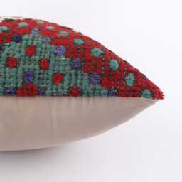 Handmade Turkish Kilim Pillow Cover Ethnic Woven Wool Cushion - 20x20 - thumbnail 4