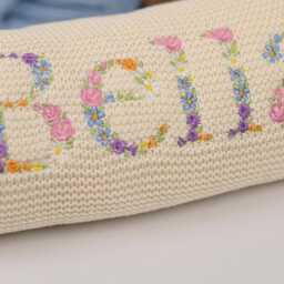 Baby Blanket, Embroidered Floral Alphabet, Knit Newborn Gift, Knitted Blanket For Pram, Beautifully Embroidered Custom Name - thumbnail 4