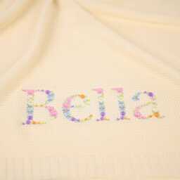 Baby Blanket, Embroidered Floral Alphabet, Knit Newborn Gift, Knitted Blanket For Pram, Beautifully Embroidered Custom Name - thumbnail 3