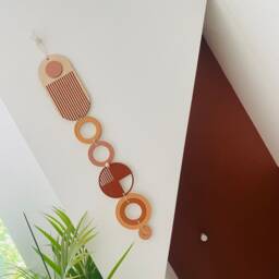 Bauhaus Plywood Wall Hanging - Geometric Mobile, Modern Home Decor - thumbnail 3