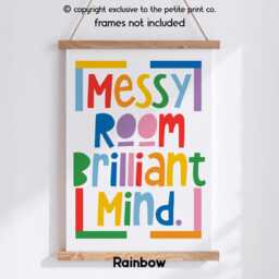 Messy Room Brilliant Mind Print - Colourful Kids Wall Art Playroom Decor Positive Quote Poster Bedroom Unframed - thumbnail 3