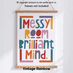 Messy Room Brilliant Mind Print - Colourful Kids Wall Art Playroom Decor Positive Quote Poster Bedroom Unframed - thumbnail 2