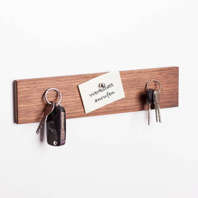 Magnetic Key Board 30cm Walnut // Hooks Different Variants Space For 3 Keys - image 1