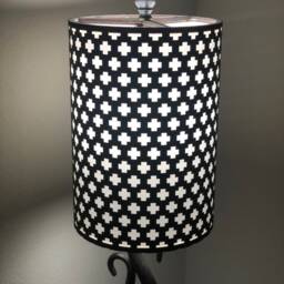 Laser-Cut Wood & Canvas Lampshade in Wenge - Plus/Cross Design Available Bamboo, Mahogany, Walnut, Maple & More - thumbnail 3