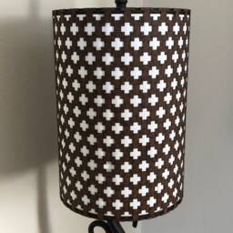 Laser-Cut Wood & Canvas Lampshade in Wenge - Plus/Cross Design Available Bamboo, Mahogany, Walnut, Maple & More - thumbnail 2