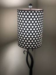 Laser-Cut Wood & Canvas Lampshade in Wenge - Plus/Cross Design Available Bamboo, Mahogany, Walnut, Maple & More - thumbnail 1