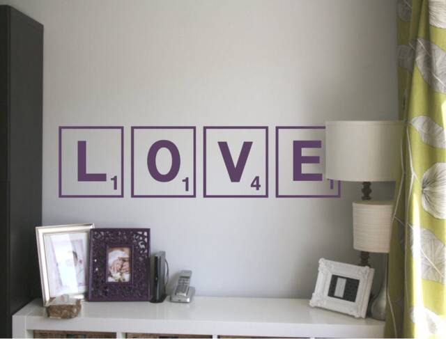 Love Scrabble Decal, Tile Wall Art, Letters Decor, Decor Love Sticker - image 1