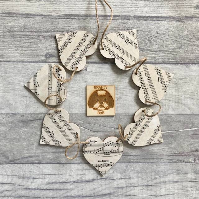 Music Themed Bunting, Wooden Garland For Musician, Wall Decoration Theatre Lover, Musical Gifts - image 1