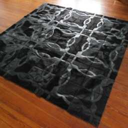 Cowhide Patchwork Rug Black Hair-On Leather - Custom Made To Order - thumbnail 3
