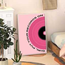 Girl Put Your Records On Art Canvas Poster, Trendy Wall Art, Typography Aesthetic Decor, Retro Home Printed Gift - thumbnail 3