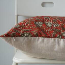 Block Print Pillow Cover Floral Batik, Natural Dyed - 20x20 - thumbnail 3