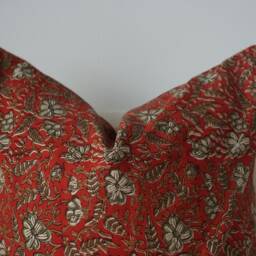 Block Print Pillow Cover Floral Batik, Natural Dyed - 20x20 - thumbnail 2
