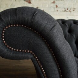 Handmade 2 Seater Charcoal Grey Herringbone Wool Fabric Chesterfield Sofa - Other Colours + - thumbnail 3