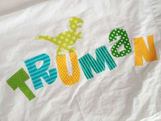 Personalized Kids Decor Personalized Pillow Case Applique Letters 320 Thread Count Satin - image 1