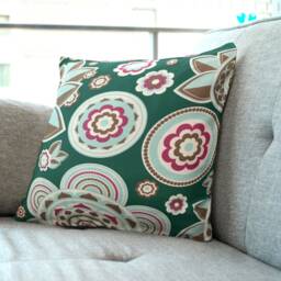 "Boho Green Floral Cushion Covers - Abstract Flowers Throw Pillow 18""/20" - thumbnail 3