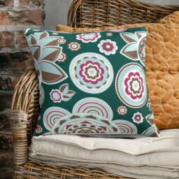 "Boho Green Floral Cushion Covers - Abstract Flowers Throw Pillow 18""/20" - thumbnail 2