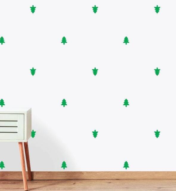 Christmas Tree Pattern Green Wall Sticker Decal - Pattern, Art, Girls Room, Boys Nursery Decal, Decals, Kids Room Patterns