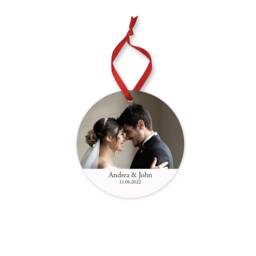 Personalised Wedding Photo Ornament 2025 Keepsake Christmas Decor Ceramic Or Mdf Acrylic Bauble Disc - thumbnail 4