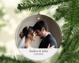 Personalised Wedding Photo Ornament 2025 Keepsake Christmas Decor Ceramic Or Mdf Acrylic Bauble Disc