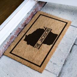 Us State Wisconsin Silhouette Door Mat - Custom Family Monogram Rug Closing Gift Map Doormat Realtor Porch Decor - thumbnail 2