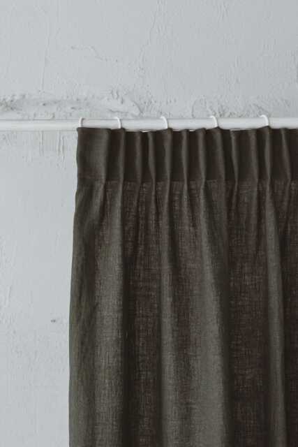 Forest Green Linen Curtain - Pencil Pleat, Natural Flax Fabric, Handmade For Cozy, Nature-Inspired Interiors, Drapery - image 1