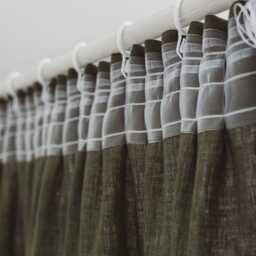 Forest Green Linen Curtain - Pencil Pleat, Natural Flax Fabric, Handmade For Cozy, Nature-Inspired Interiors, Drapery - thumbnail 2
