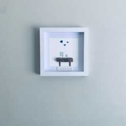 Cornish Sea Glass Bird Wall Art Parent & Child Framed Family Picture Gift For Him Handmade in Cornwall - thumbnail 4