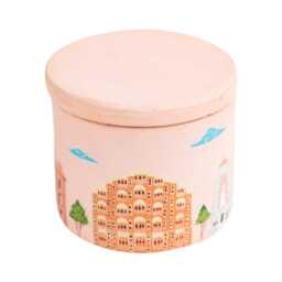 Artisan Soy Wax Candle, Terracotta Jar With Miniature Art, Hawa Mahal Architectural Motif - thumbnail 2