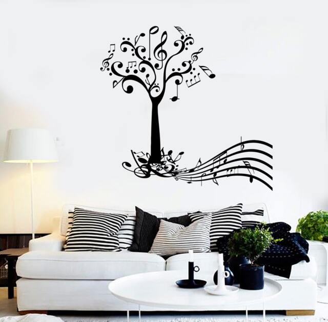 Wall Vinyl Music Tree Notes Flower Guaranteed Quality Decal Mural Art 1525Dz - image 1