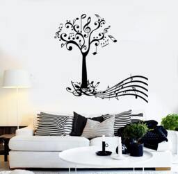 Wall Vinyl Music Tree Notes Flower Guaranteed Quality Decal Mural Art 1525Dz - thumbnail 1