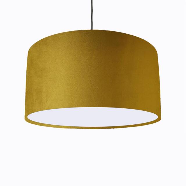 Mustard Yellow Lampshade in Velvet With White Lining - image 1