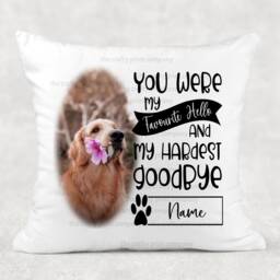 You Were My Favourite Hello & Hardest Goodbye Cover Pillow Case Custom Gift With Photo, Pet Memorial, Personalised Cushion Cover - thumbnail 1